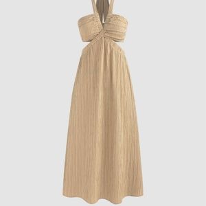 Texture Halter Criss Cross Cut Out Cami Midi Dress